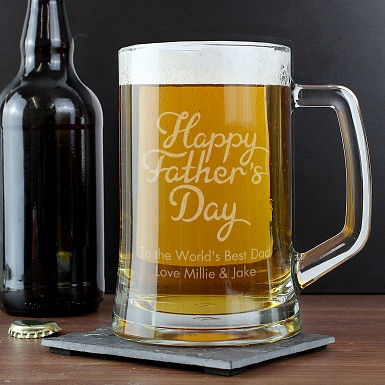Personalised 'Happy Father's Day' Glass Pint Stern Tankard
