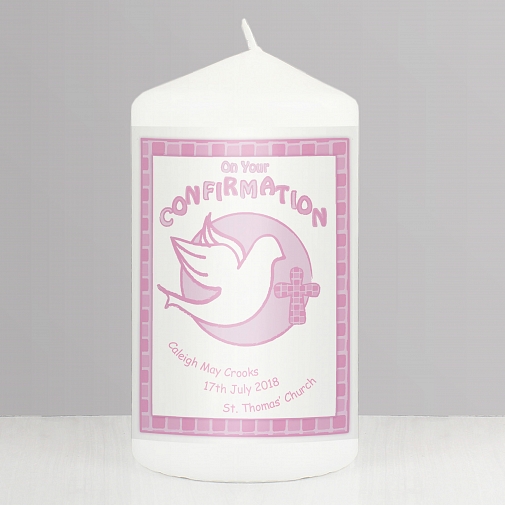 Personalised Confirmation Candle Pink