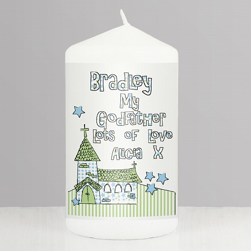 Personalised Whimsical Church Godfather Candle