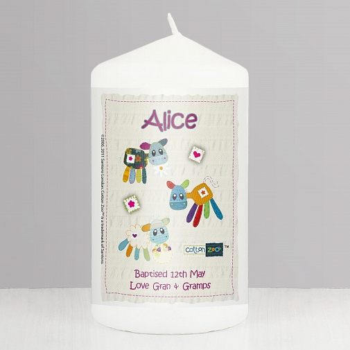 Personalised Cotton Zoo Girls Farm Animals Candle