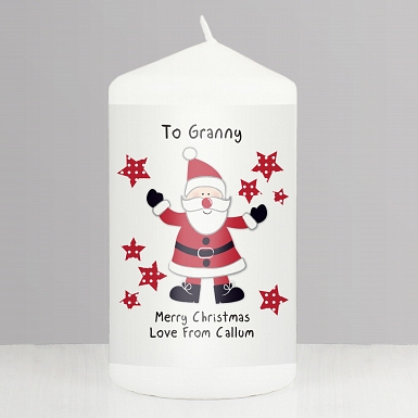 Personalised Spotty Santa Candle