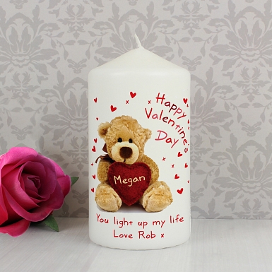 Personalised Teddy Heart Candle