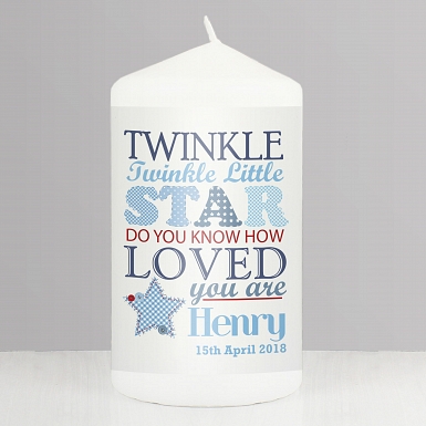 Personalised Twinkle Boys Candle