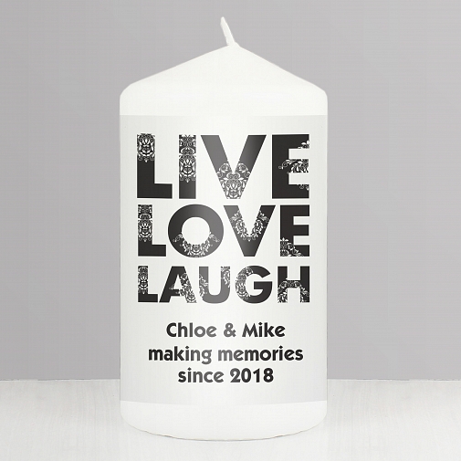 Personalised Live Love Laugh Candle