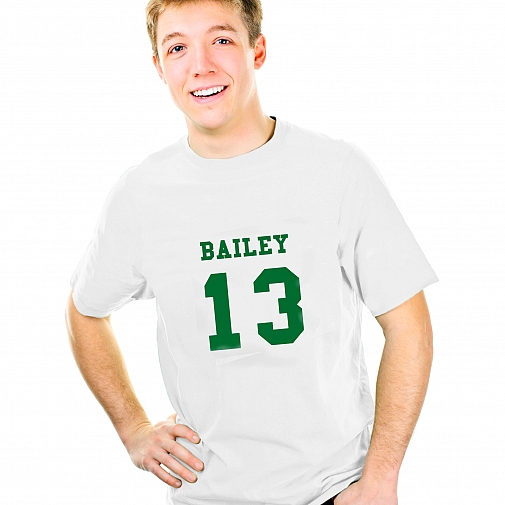 Personalised Green Name & Number T-shirt 12-13 Years