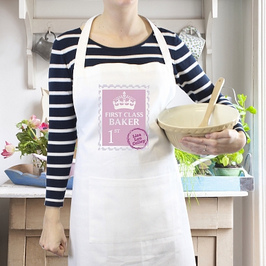 Personalised Pink 1st Class Apron