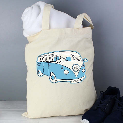 Personalised Blue Campervan Cotton Bag