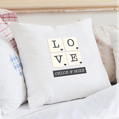 Personalised LOVE Tiles Cushion Cover