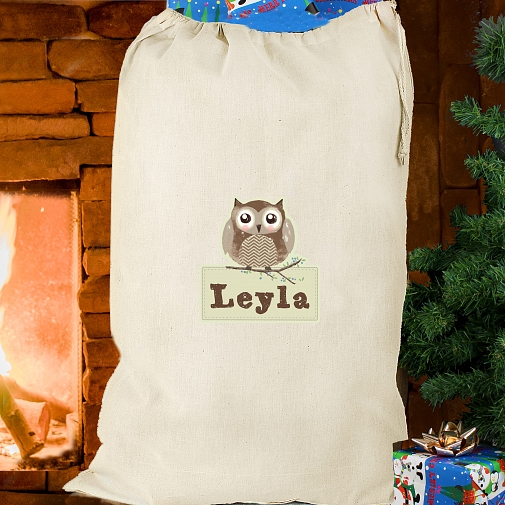 Personalised Woodland Owl Cotton Sack