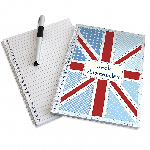 Personalised Patchwork Union Jack A5 Notebook