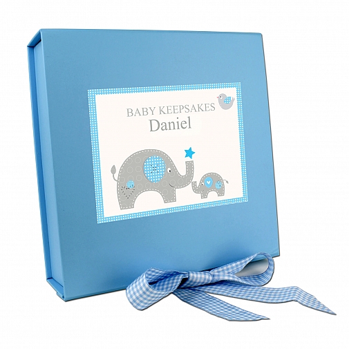 Personalised Blue Baby Elephant Gift Box