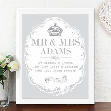 Personalised Royal Crown White Poster Frame