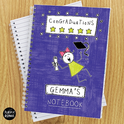 Personalised Purple Ronnie Female Graduation A5 Notebook