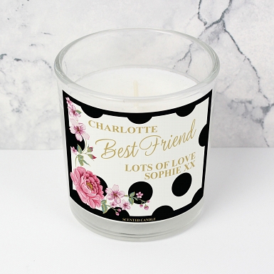 Personalised Floral Dot Scented Jar Candle