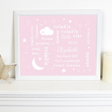 Personalised Twinkle Twinkle Typography Pink Poster Frame