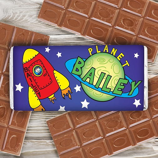 Personalised Space Milk Chocolates Bar