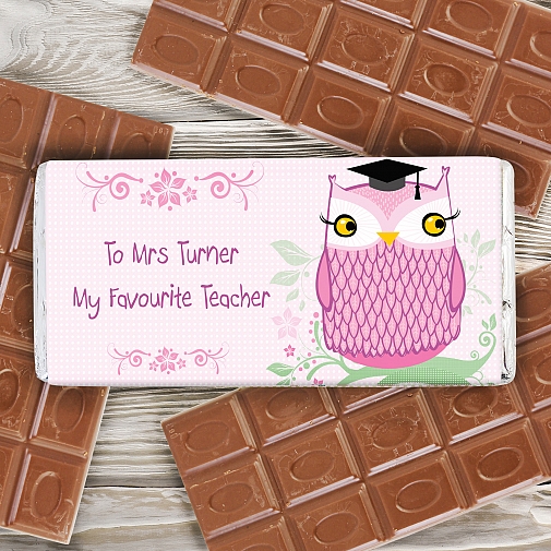 Personalised Miss Owl Milk Chocolates Bar