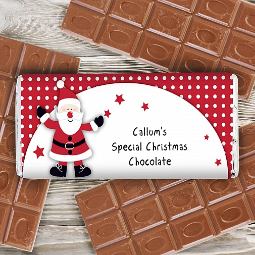 Personalised Spotty Santa Milk Chocolates Bar