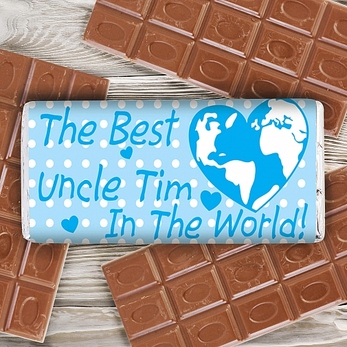 Personalised Blue Best in the World Milk Chocolates Bar