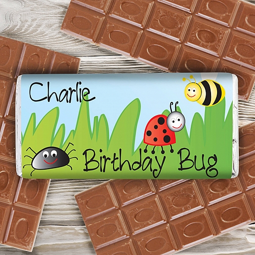 Personalised Birthday Bug Milk Chocolates Bar
