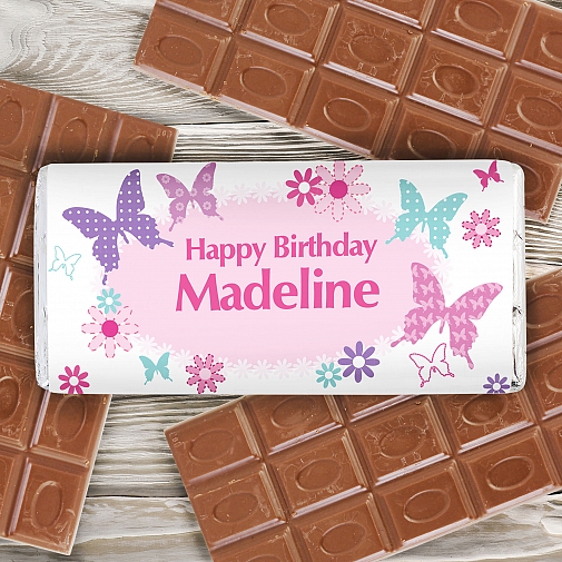 Personalised Butterfly Milk Chocolates Bar