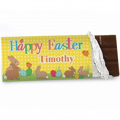 Personalised Easter Bunny Milk Chocolates Bar