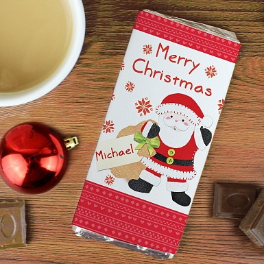 Personalised Felt Stitch Santa Milk Chocolates Bar
