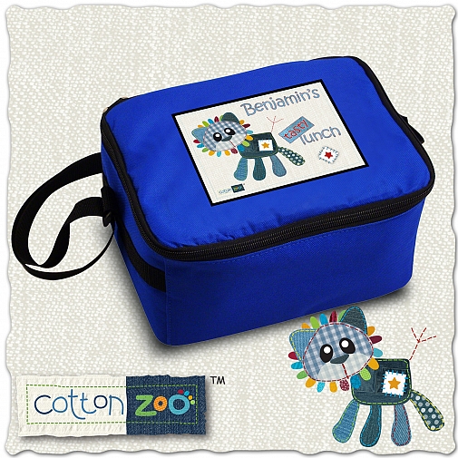 Personalised Cotton Zoo Denim the Lion Lunch Bag