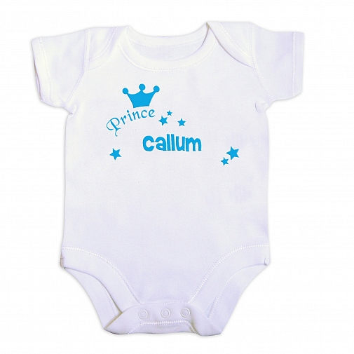Personalised Little Prince Blue 6-9 Months Baby Vest