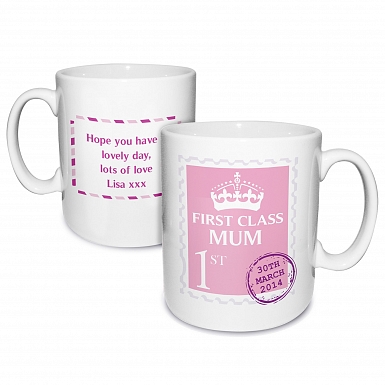 Personalised Pink 1st Class Mug