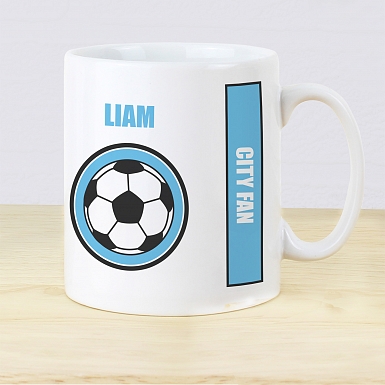 Personalised Sky Blue Football Fan Mug