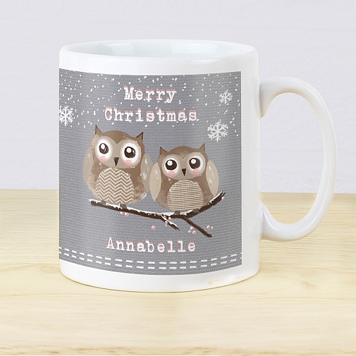 Personalised Woodland Owl Christmas Mug