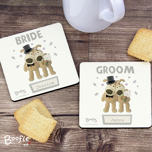 Personalised Boofle Wedding Coaster Set
