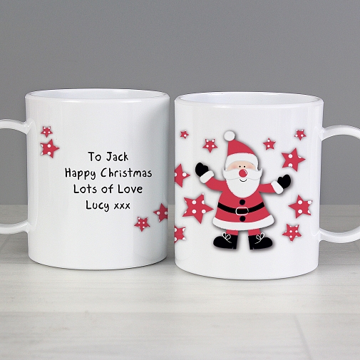 Personalised Spotty Santa Plastic Cup