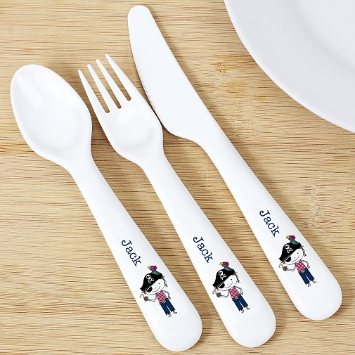Personalised Pirate 3 Piece Plastic Cutlery Set