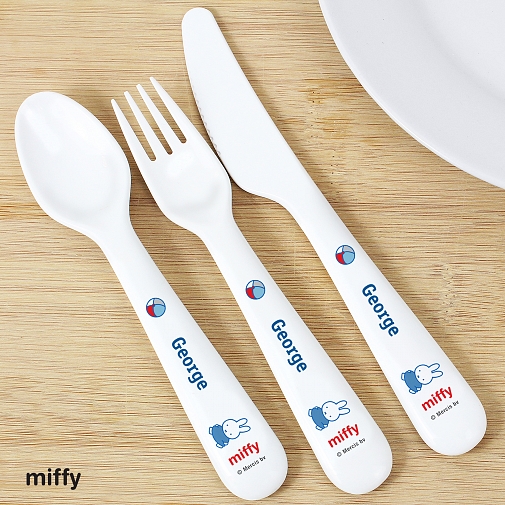 Personalised Miffy Playful 3 Piece Plastic Cutlery Set