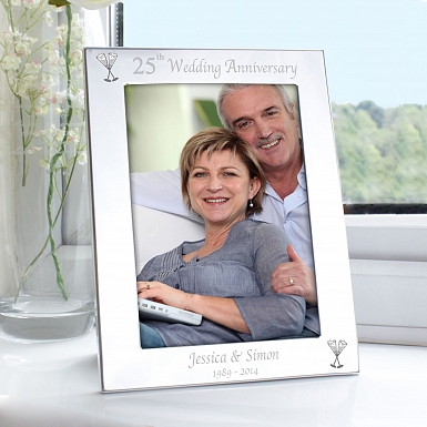 Personalised Silver 5x7 25th Wedding Anniversary Photo Frame