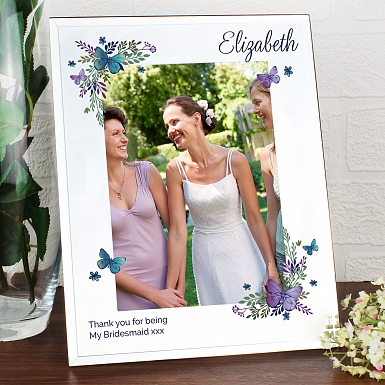 Personalised Butterfly 5x7 Mirrored Glass Photo Frame
