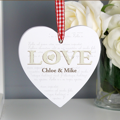 Personalised LOVE Wooden Heart Decoration