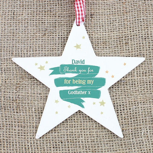 Personalised Shining Star Wooden Star Decoration