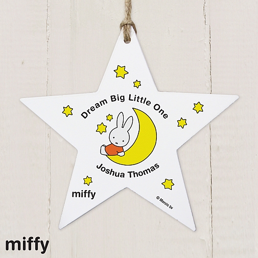 Personalised Miffy Moon & Stars Wooden Star Decoration