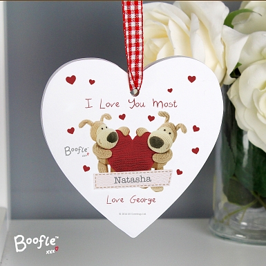 Personalised Boofle Shared Heart Wooden Heart Decoration UK [United Kingdom]