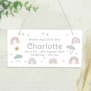 Personalised Rainbow Wooden Sign