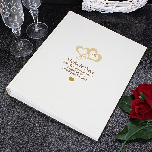 Personalised Love Hearts Gold Traditional Album