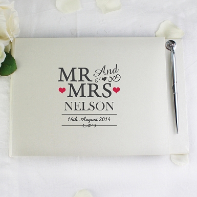 Personalised Mr & Mrs Guest Book & Pen