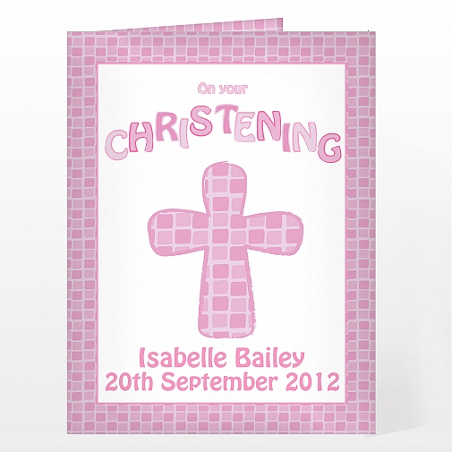 Personalised Christening Cross Card-Pink