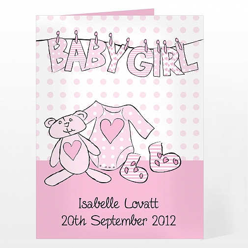 Personalised Baby Girl Letter Wash Line Card