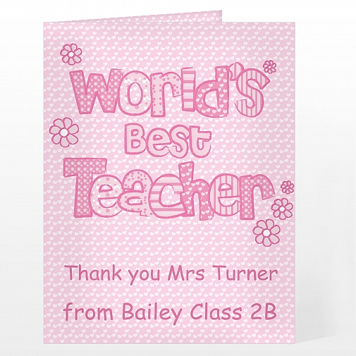 Personalised Pink World's Best Teacher Card