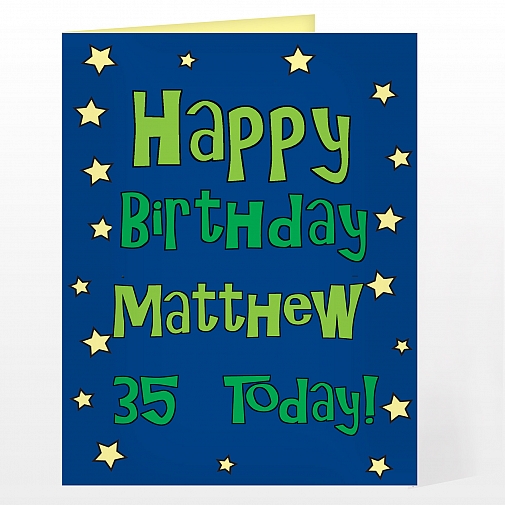 Personalised Happy Birthday Blue Star Card