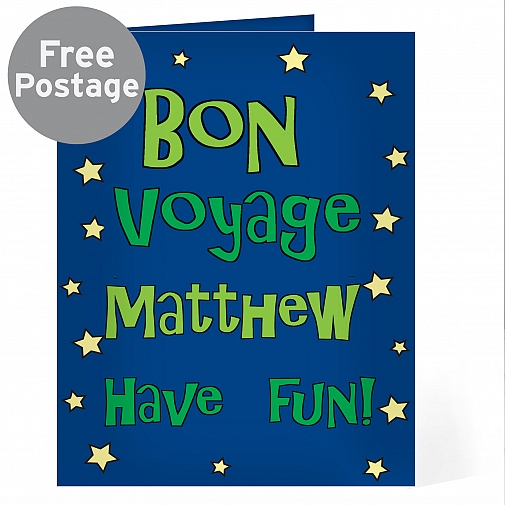 Personalised Bon Voyage Blue Star Card